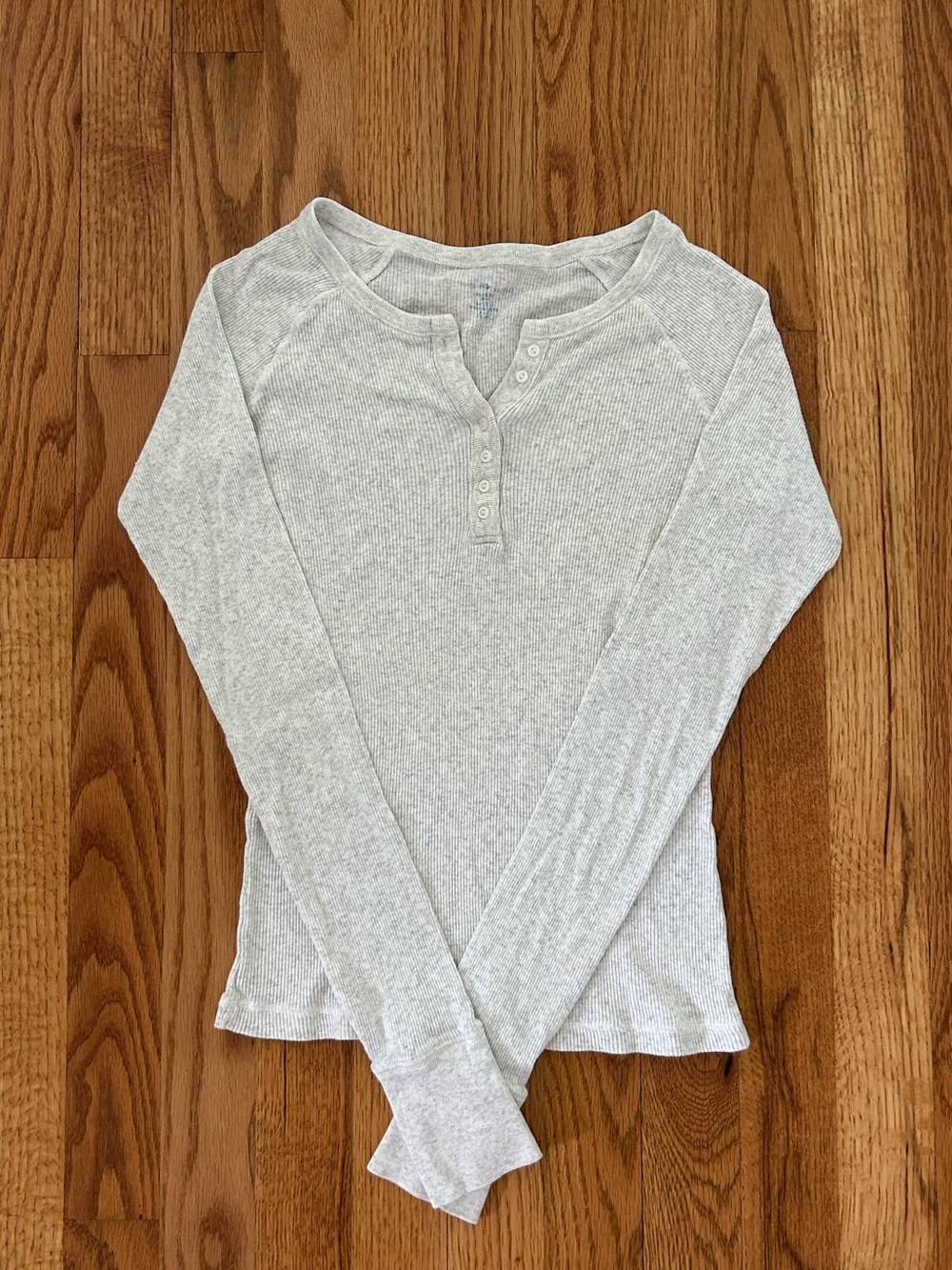 Heather Gray Ribbed Henley Long Sleeve Brandy Melville